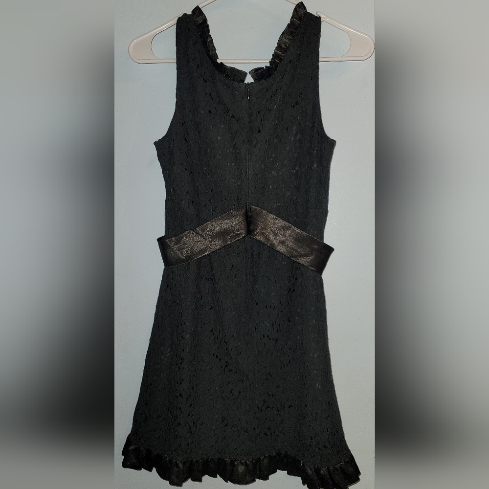 Twenty one Little Black lace dress ribbon waist  sleeveless, zippered, lined - Picture 6 of 13